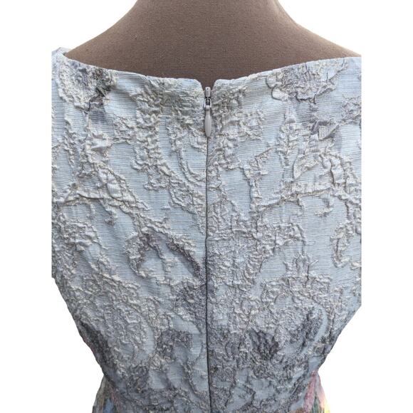 Adrianna Papell Melinda Gown 4 Pastel Matelasse Floral Dress Formal Bridgerton - Picture 4 of 16